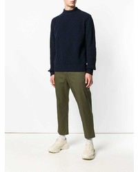 dunkelblauer Pullover mit einem Rundhalsausschnitt von Sacai