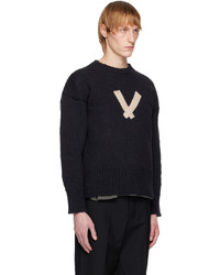 dunkelblauer Pullover mit einem Rundhalsausschnitt von VISVIM