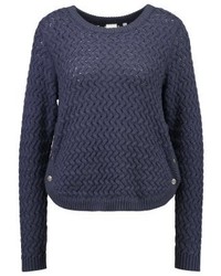 dunkelblauer Pullover mit einem Rundhalsausschnitt von Object