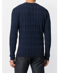 dunkelblauer Pullover mit einem Rundhalsausschnitt von Giorgio Armani