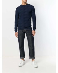 dunkelblauer Pullover mit einem Rundhalsausschnitt von Giorgio Armani