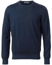 dunkelblauer Pullover mit einem Rundhalsausschnitt