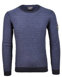 dunkelblauer Pullover mit einem Rundhalsausschnitt von RAGMAN