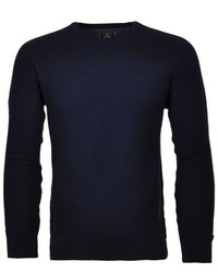 dunkelblauer Pullover mit einem Rundhalsausschnitt von RAGMAN