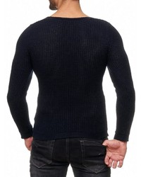 dunkelblauer Pullover mit einem Rundhalsausschnitt von Redbridge