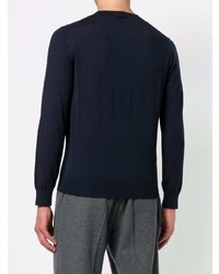 dunkelblauer Pullover mit einem Rundhalsausschnitt von Z Zegna