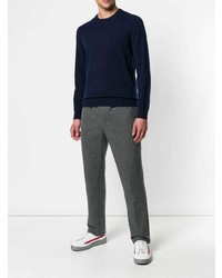 dunkelblauer Pullover mit einem Rundhalsausschnitt von Z Zegna