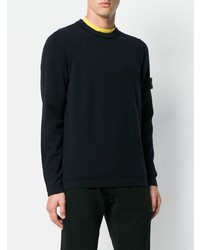 dunkelblauer Pullover mit einem Rundhalsausschnitt von Stone Island