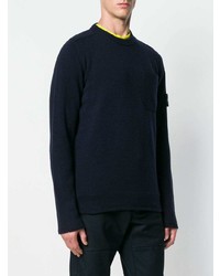 dunkelblauer Pullover mit einem Rundhalsausschnitt von Stone Island