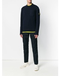 dunkelblauer Pullover mit einem Rundhalsausschnitt von Stone Island