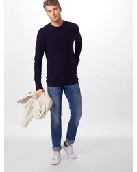 dunkelblauer Pullover mit einem Rundhalsausschnitt von Scotch & Soda