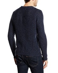 dunkelblauer Pullover mit einem Rundhalsausschnitt von Selected Homme