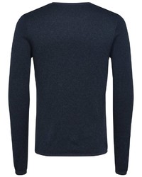 dunkelblauer Pullover mit einem Rundhalsausschnitt von Selected Homme