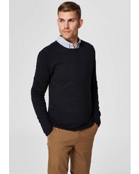 dunkelblauer Pullover mit einem Rundhalsausschnitt von Selected Homme