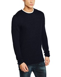 dunkelblauer Pullover mit einem Rundhalsausschnitt von Selected Homme