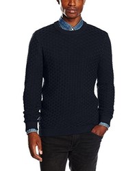 dunkelblauer Pullover mit einem Rundhalsausschnitt von Selected Homme