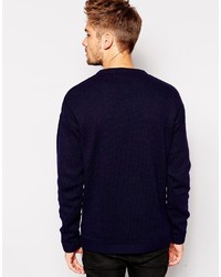 dunkelblauer Pullover mit einem Rundhalsausschnitt von Selected