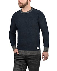 dunkelblauer Pullover mit einem Rundhalsausschnitt von Solid