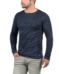 dunkelblauer Pullover mit einem Rundhalsausschnitt von Solid