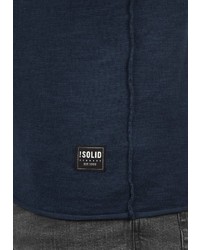 dunkelblauer Pullover mit einem Rundhalsausschnitt von Solid