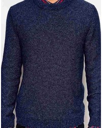 dunkelblauer Pullover mit einem Rundhalsausschnitt von Solid