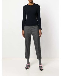 dunkelblauer Pullover mit einem Rundhalsausschnitt von Thom Browne