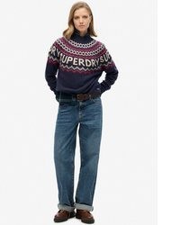 dunkelblauer Pullover mit einem Rundhalsausschnitt von Superdry