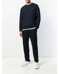 dunkelblauer Pullover mit einem Rundhalsausschnitt von McQ Alexander McQueen