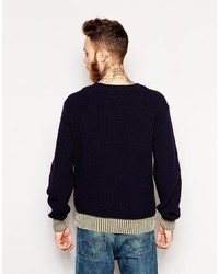 dunkelblauer Pullover mit einem Rundhalsausschnitt von Universal Works