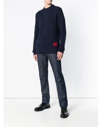 dunkelblauer Pullover mit einem Rundhalsausschnitt von Calvin Klein Jeans