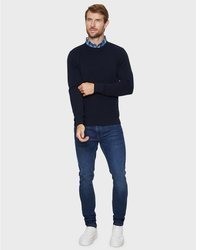 dunkelblauer Pullover mit einem Rundhalsausschnitt von Threadbare
