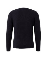 dunkelblauer Pullover mit einem Rundhalsausschnitt von Tom Tailor