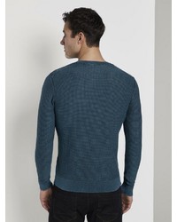 dunkelblauer Pullover mit einem Rundhalsausschnitt von Tom Tailor