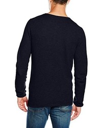 dunkelblauer Pullover mit einem Rundhalsausschnitt von Tom Tailor Denim