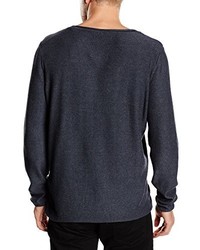 dunkelblauer Pullover mit einem Rundhalsausschnitt von Tom Tailor Denim