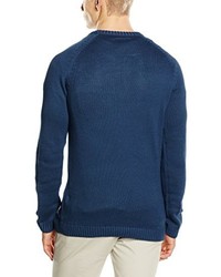 dunkelblauer Pullover mit einem Rundhalsausschnitt von Tom Tailor Denim