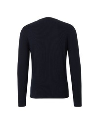 dunkelblauer Pullover mit einem Rundhalsausschnitt von Tom Tailor Denim