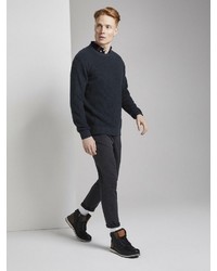 dunkelblauer Pullover mit einem Rundhalsausschnitt von Tom Tailor Denim