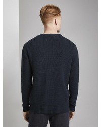 dunkelblauer Pullover mit einem Rundhalsausschnitt von Tom Tailor Denim