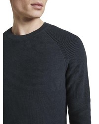 dunkelblauer Pullover mit einem Rundhalsausschnitt von Tom Tailor Denim