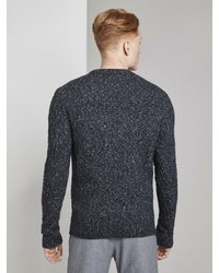 dunkelblauer Pullover mit einem Rundhalsausschnitt von Tom Tailor Denim