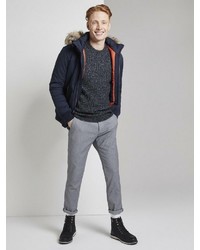 dunkelblauer Pullover mit einem Rundhalsausschnitt von Tom Tailor Denim