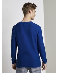 dunkelblauer Pullover mit einem Rundhalsausschnitt von Tom Tailor Denim