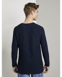 dunkelblauer Pullover mit einem Rundhalsausschnitt von Tom Tailor Denim