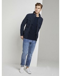 dunkelblauer Pullover mit einem Rundhalsausschnitt von Tom Tailor Denim