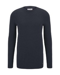 dunkelblauer Pullover mit einem Rundhalsausschnitt von Tom Tailor Denim