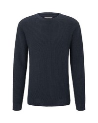 dunkelblauer Pullover mit einem Rundhalsausschnitt von Tom Tailor Denim