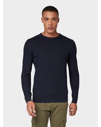 dunkelblauer Pullover mit einem Rundhalsausschnitt von Tom Tailor Denim