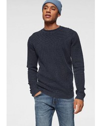 dunkelblauer Pullover mit einem Rundhalsausschnitt von Tom Tailor Denim