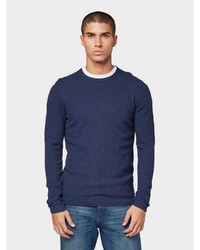 dunkelblauer Pullover mit einem Rundhalsausschnitt von Tom Tailor Denim